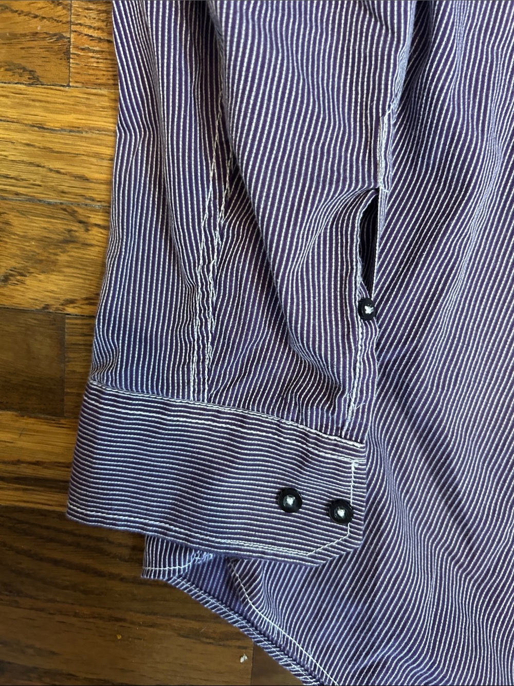 Michael Brandon Purple & White Pinstripe Casual Button-Down Shirt - Picture 5 of 11